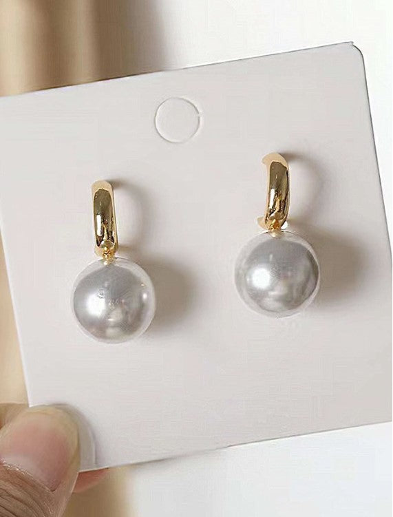 Korean Big Pearl Drop Earrings