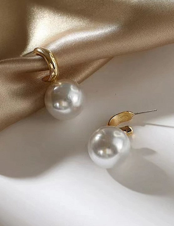Korean Big Pearl Drop Earrings