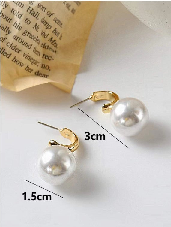 Korean Big Pearl Drop Earrings