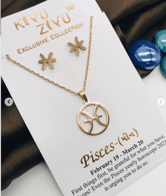 Stainless Steel Zodiac Necklace with Earrings