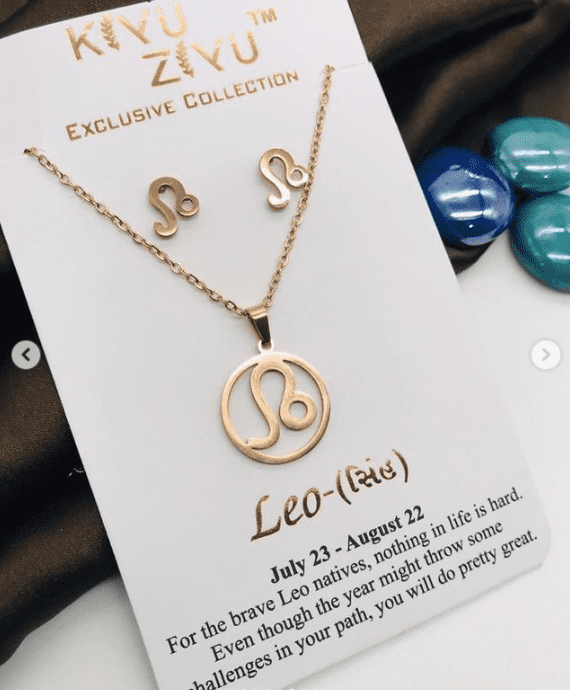 Stainless Steel Zodiac Necklace with Earrings