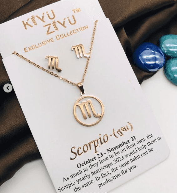 Stainless Steel Zodiac Necklace with Earrings