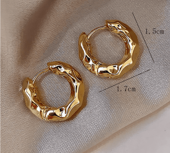 Stainless Steel Hammered Hoop Earrings