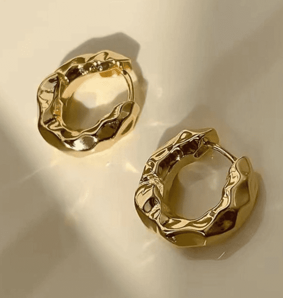 Stainless Steel Hammered Hoop Earrings