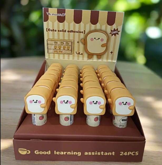 Cute Bread Buddy Solid Glue Stick | Premium Strong Adhesive for Kids, School & Craft Work
