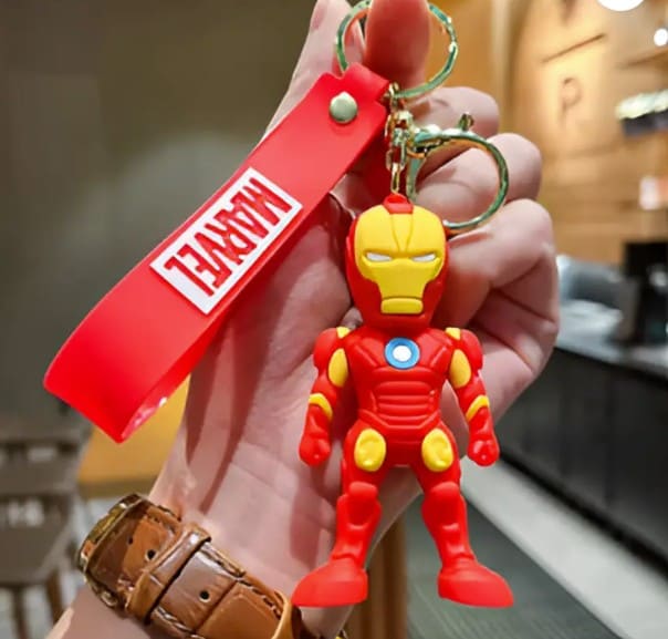 Iron Man Keychain | Marvel Superhero Figure Keychain with Strap | Avengers Accessories