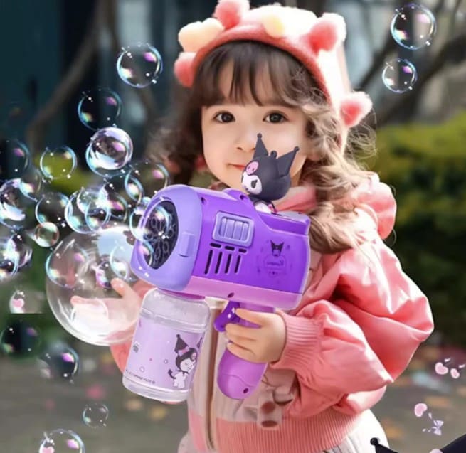 Automatic Bubble Gun Machine for Kids with Light & 100ml Bubble Solution