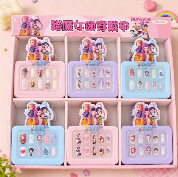 K-Pop Kids Press-On Nails – Cute Korean Style False Nail Set (10 Pieces)