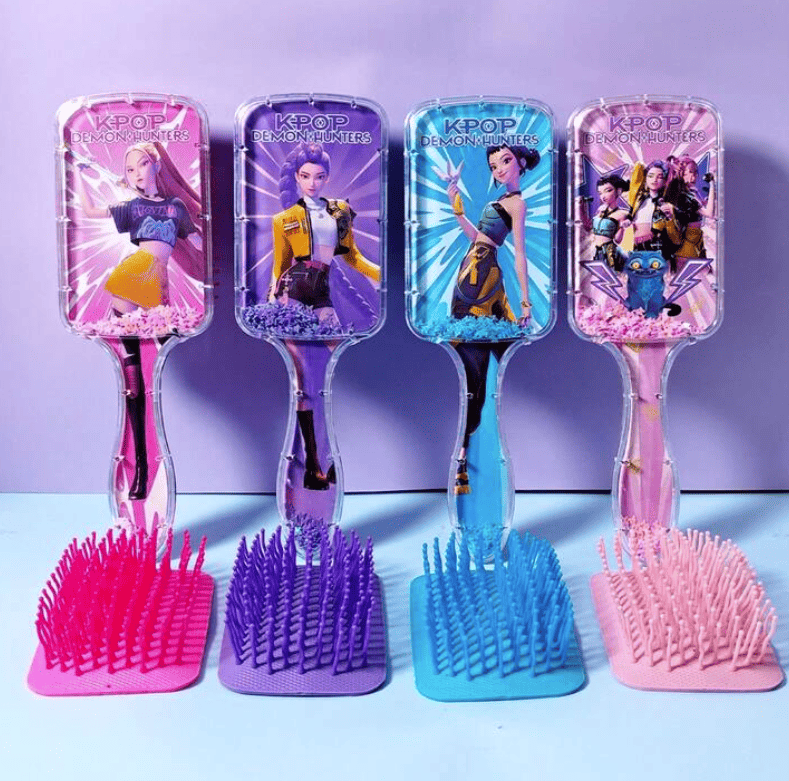 KPOP Demon Hunters Hair Brush | Cute Korean Detangling Paddle Hairbrush for Girls & Kids