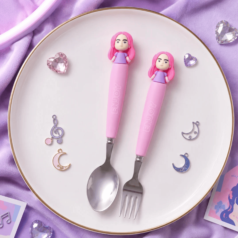 K-Pop Inspired Spoon & Fork Set – Cute Korean Stainless Steel Cutlery | 2 Piece Gift Se