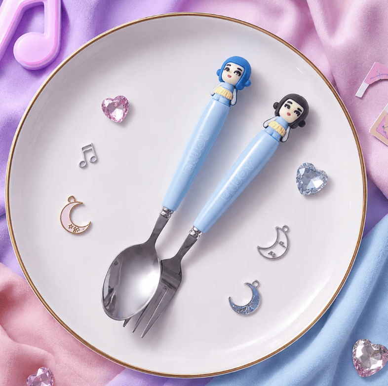 K-Pop Inspired Spoon & Fork Set – Cute Korean Stainless Steel Cutlery | 2 Piece Gift Se
