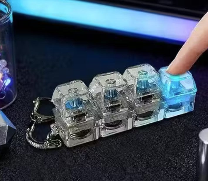 Mechanical Switch Fidget Keychain for Stress Relief, Clicky Desk Toy for Adults, Portable EDC Keyring