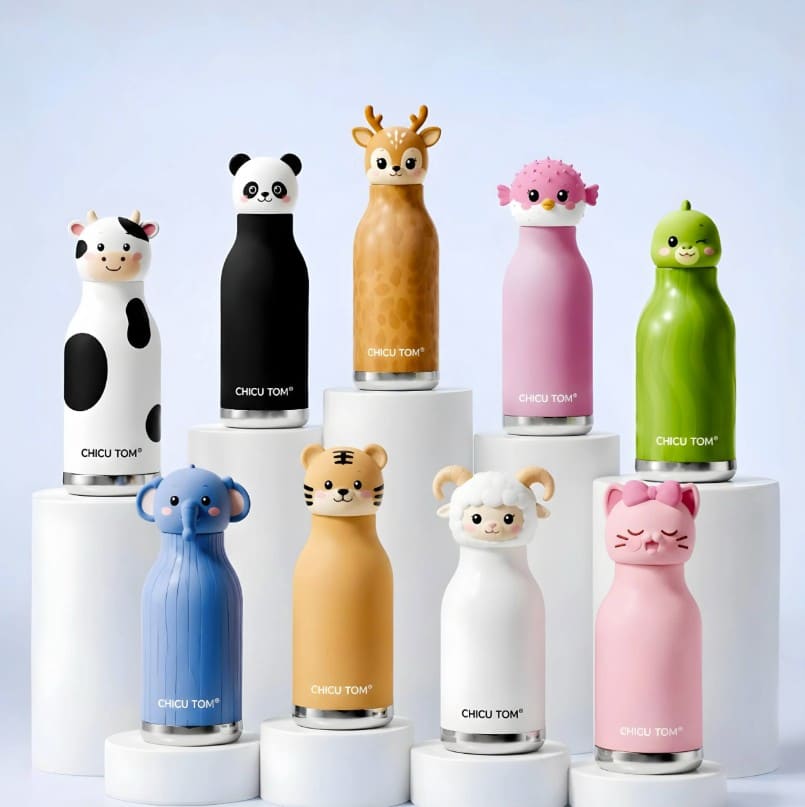 Cute Animal Stainless Steel Water Bottle – Insulated Kids Bottle