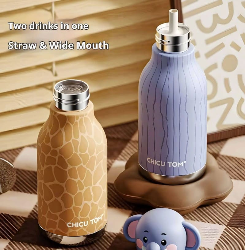 Cute Animal Stainless Steel Water Bottle – Insulated Kids Bottle