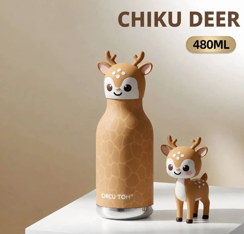 Cute Animal Stainless Steel Water Bottle – Insulated Kids Bottle