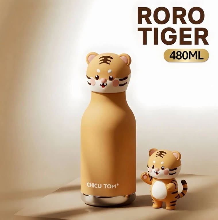Cute Animal Stainless Steel Water Bottle – Insulated Kids Bottle