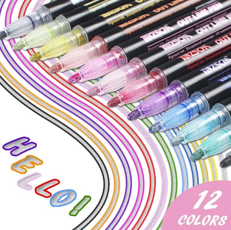 Metallic Outline Pens (Set of 12)