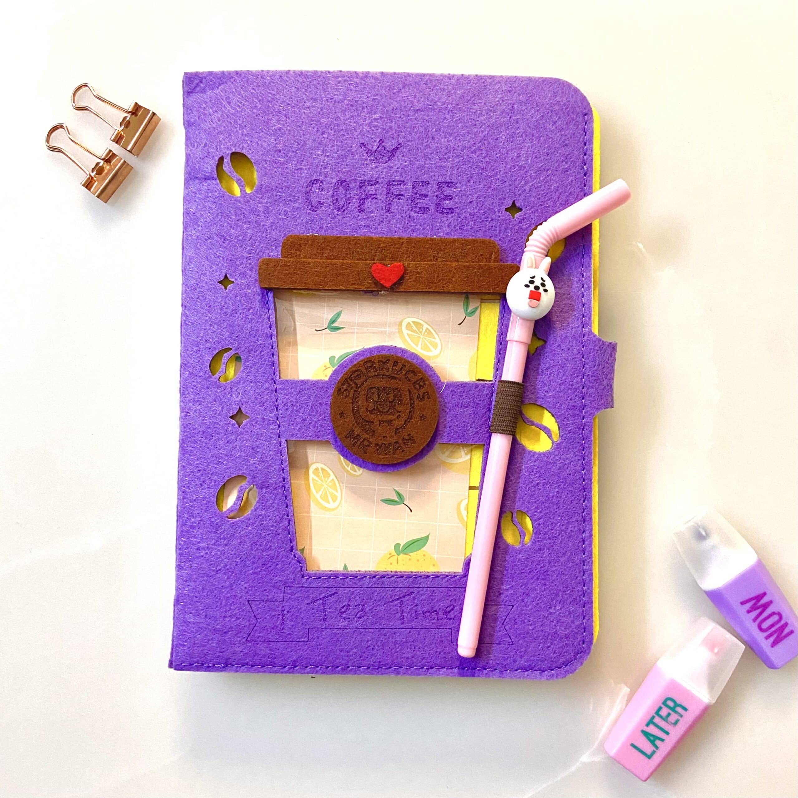 Coffee Notebook With Straw Pen