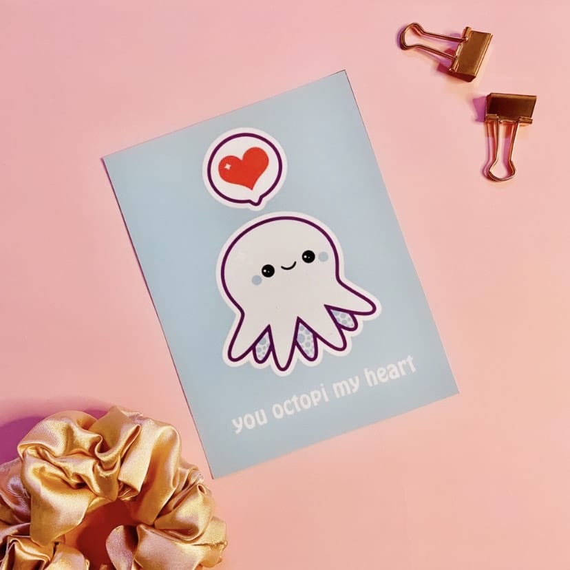 Octopi My Heart Postcard