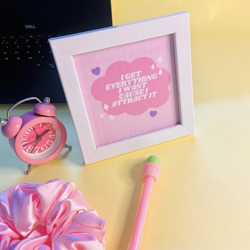 Pink Aesthetic Quote Wall/Desk Frame