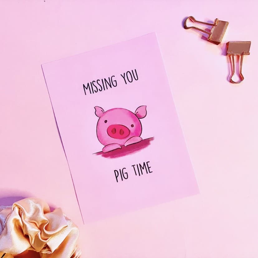 MISS YOU PIG TIME POSTCARD
