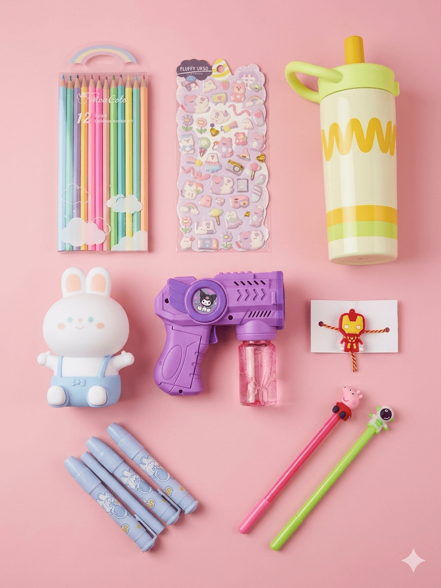 Premium Kids Rakhi Gift Hamper - Stationery & Toy Gift Basket