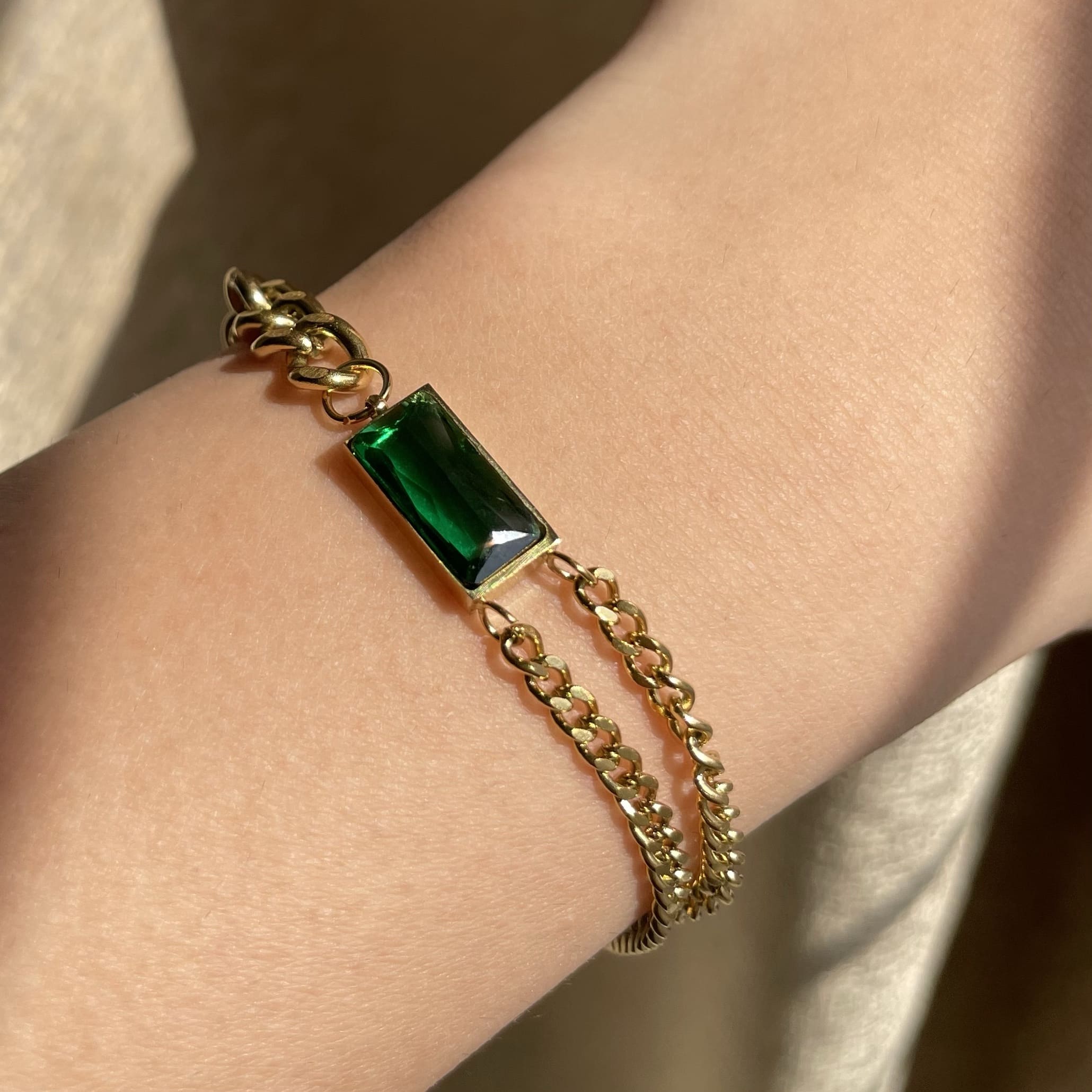 Emerald Stainless Steel Bracelet