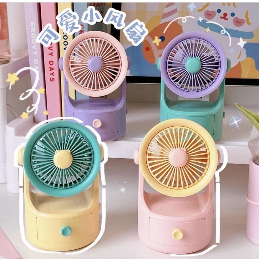 Cute Mini Fan with Drawer – The Glitter Cup